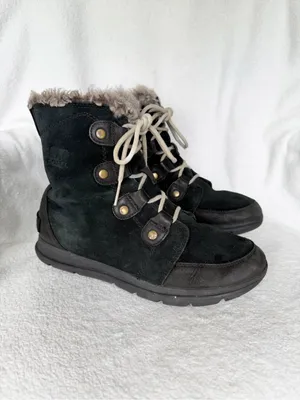 Sorel Explorer Joan Winter Boot Black Lightweight Waterproof Suede Womens Sz 9.5 thumbnail 6