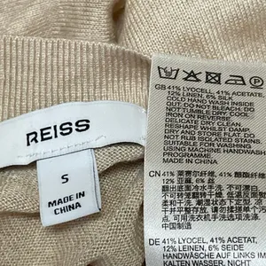 REISS Women's Beige Short Sleeves Knit Crew Neck Pullover Sweater Top Size S thumbnail 4
