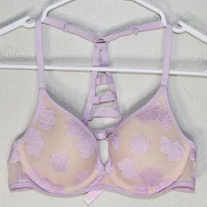 PINK Victoria's Secret Lightly Lined Legerement Double Lace/Flora Bra - Size 34B thumbnail 6