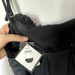 NWT‎ Rue21 black rufle one piece padded swimsuit fully covered women's size M thumbnail 5