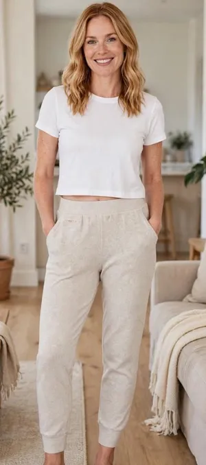 Kimberly C Oatmeal Cozy Pajama Joggers - Small thumbnail 1