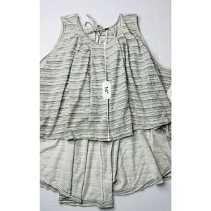 Free People Turn it Up Cream Striped High-low Tank Top SMALL‎ NWT Baggy Y2k thumbnail 8