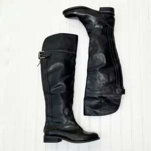Hinge Over the Knee Leather tall boots In Black Size 7.5 Equestrian Bohemian thumbnail 17