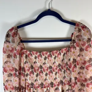 Wilfred Floral Smocked Square Neck‎ Tiered Mini Dress XS thumbnail 2
