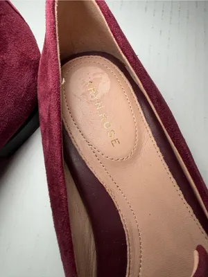 Taryn Rose Burgundy Suede Loafers with Rose-Metal Accent thumbnail 2