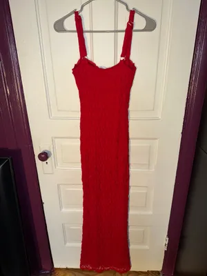 FashioNova Sexy red lace body con maxi dress thumbnail 4
