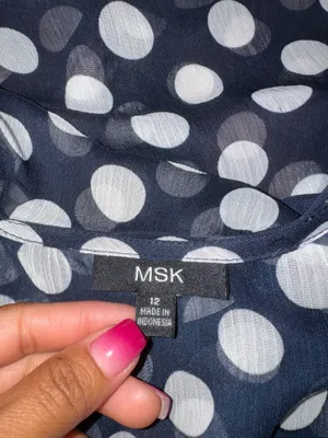 MSK Navy Blue Sheer Polka Dots Midi Dress Size 12 thumbnail 6
