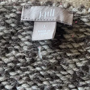 J. Jill Beaded Studded Neckline Cardigan Sweater Beige Wool Blend Large thumbnail 3