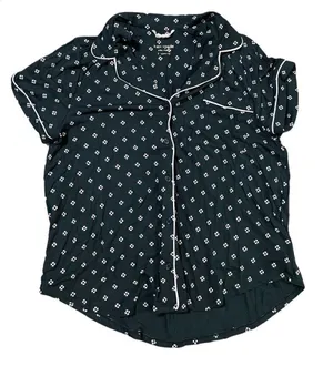 Kate Spade black pink polka dot‎ pajama top sz L thumbnail 1