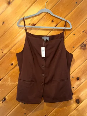 Anthropologie Sunday in Brooklyn Ponte Apron Vest Top in Chocolate brown NWT thumbnail 3