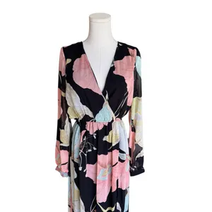 Lulu's - NWT Wondrous Water Lilies Black Floral Print Maxi Dress Sz M thumbnail 5