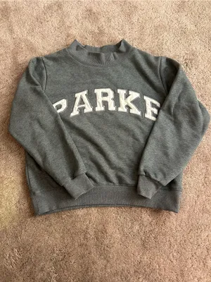 Parke Cozies Stormy Grey Varsity Mockneck Sweatshirt S/M Fleece thumbnail 3