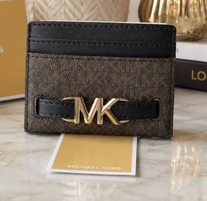 Michael Kors Reed Large MK Logo Card Holder Brown Black NWT thumbnail 1