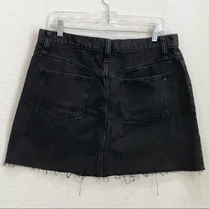 Lunar Wash “Frisco” Black Denim Raw Hem Mini Skirt Size 32 thumbnail 5