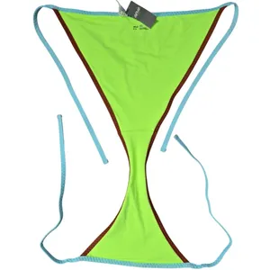 Aerie String Cheeky Bikini Bottom Neon Green‎ Brown Blue M NWT thumbnail 4
