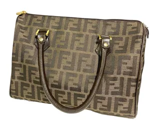 Fendi Brown All‎ Over F Print Satchel Handbag Designer Authentic Leather thumbnail 1