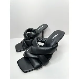 Abound Mule Sandals Size 6.5 Black Square Toe Woven‎ Stiletto Open Toe Heels thumbnail 3