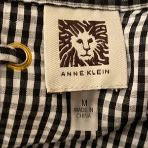 Anne Klein Button Down Shirt Womens Black Gingham Lace Up‎ Back Size M thumbnail 7