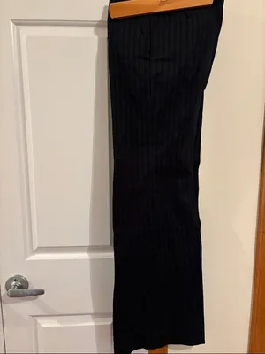 GAP Women's Wide Leg Pinstripe Pants - Black with Subtle Gray Stripes. Size 2R. thumbnail 4