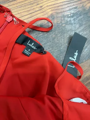 Lulus Maxi Dress Women's S Red Pleated Spaghetti Strap High Low Back Zip NWT thumbnail 3