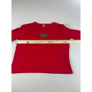 NFL Chiefs Long Sleeve Top Red Gold Logo V Neck Cotton Size L thumbnail 4