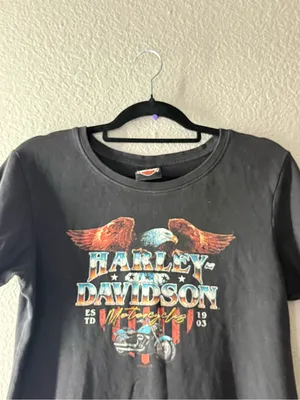 Harley Davidson Women M Moto Motorcycle Biker Girl Graphic Tee Western Grunge thumbnail 9