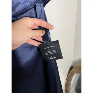 Lulus Pure Happiness Navy Blue Dress Size Small Satin Off-the-Shoulder Long New thumbnail 9