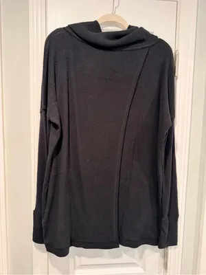 We The Free Free People Size S Black Oversized Cowl Neck Split Back Sweater thumbnail 4