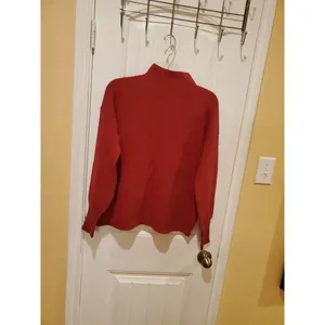 TAHARI Pure Luxe Sweater Red Mock Neck XL thumbnail 3