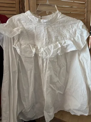 A New Day Victorian Look White Ruffle Yoke Blouse Large thumbnail 1