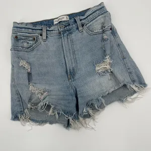 Abercrombie Fitch Y2K Mom Jean Women Short Sz 4/27 Festival Cutoff Denim Indie thumbnail 11