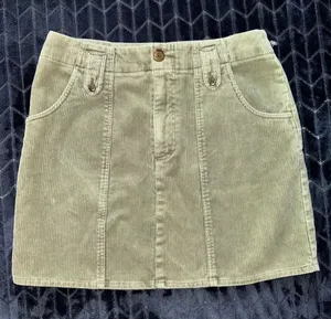 Y2K Abercrombie Micro Mini Corduroy Skirt Low Rise 90s Skate grunge Green Sz S‎ thumbnail 1