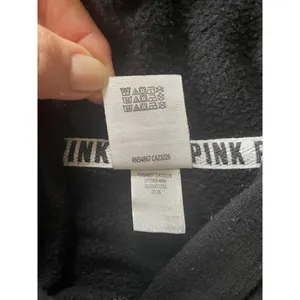 Victoria'S Secret Pink Cropped Hoodie Velvet Logo Long Sleeve Black Sz S thumbnail 5