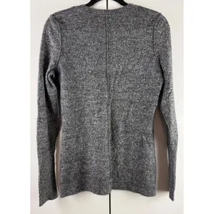 AQUA Cashmere Gray Marl V-Neck Sweater Charcoal Knit Quiet Luxury Medium‎ EUC thumbnail 2