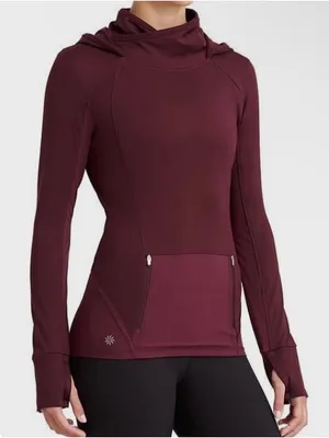 Athleta Women's Tech Hoodie -Maroon Hooded Pullover Top - Size S/M (estimated) thumbnail 1