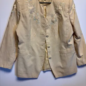 Elegant Cream Yellow Embroidered Women's‎ Jacket thumbnail 1