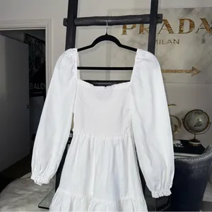 New Aritzia Wilfred New Tempest White Smocked Linen Mini Dress Square Neck Small thumbnail 13
