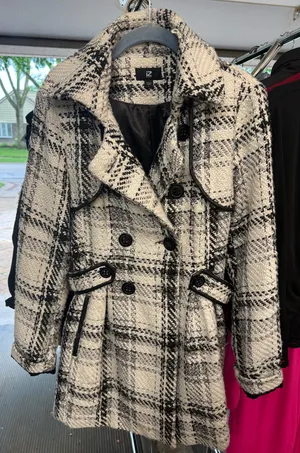 IZ Byer Black and White Dress Coat thumbnail 1