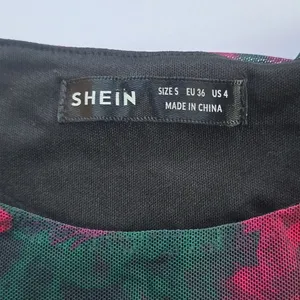 Shein Sheer Lined Butterfly Print Bodycon‎ Dress Short Sleeve Small thumbnail 4
