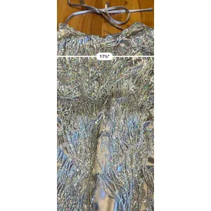 Kaei&Shi Sequin Fringe Romper Metallic Silver Women L New thumbnail 3