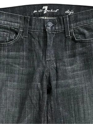 EUC 7 For All Mankind Dojo Bootcut Shimmer Pocket Long Inseam Jeans Black Sz. 28 thumbnail 3
