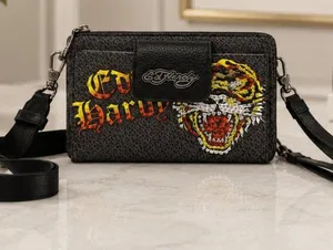 Ed Hardy Tiger Rhinestone Wallet Crossbody Wristlet Black NWT thumbnail 1