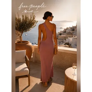 Free People Beach Saturday Night Midi Dress LRG Mauve One Shoulder Bodycon NWT thumbnail 4