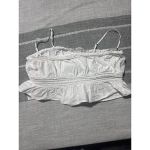 Madewell white‎ Smocked Button Front Crop Top Camisole Spaghetti Strap medium thumbnail 5