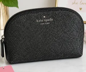 Kate Spade Black Glitter Dome Cosmetic Case Makeup Bag NWT thumbnail 1
