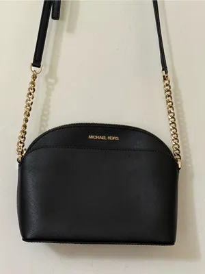 Michael Kors Black Leather Crossbody with Gold Chain Strap thumbnail 3