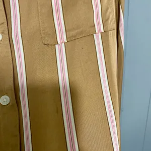 Aerie Tan Striped Satin PJ-To-Party Long Sleeve Button-down Casual Shirt S thumbnail 7