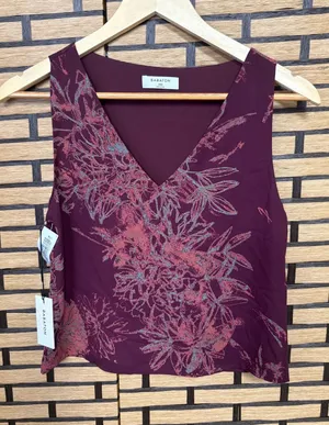 Babaton Burgundy‎ Floral Tank Top Size XXS thumbnail 1