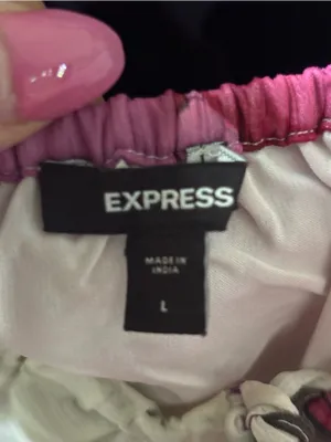 Express Cream Pink Floral Peasant Blouse thumbnail 5