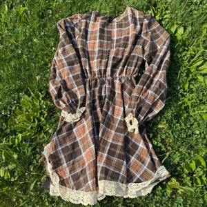 Romwe NWT Fairycore Women's Casual Plaid Patchwork Mushroom Embroidery Mini Dress thumbnail 8